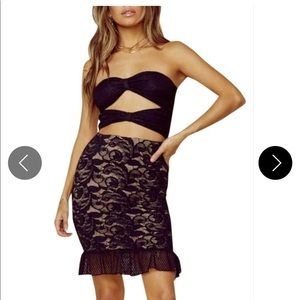 NWT Black Tan Bow Tie Night Out Dress